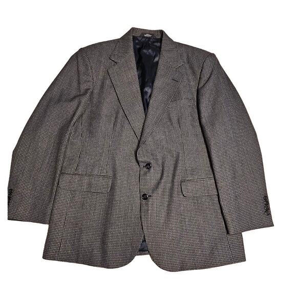 Haggar Clothing Blazer Jacket Mens Sz 44 Houndstooth Pattern Academia Career - Picture 1 of 10